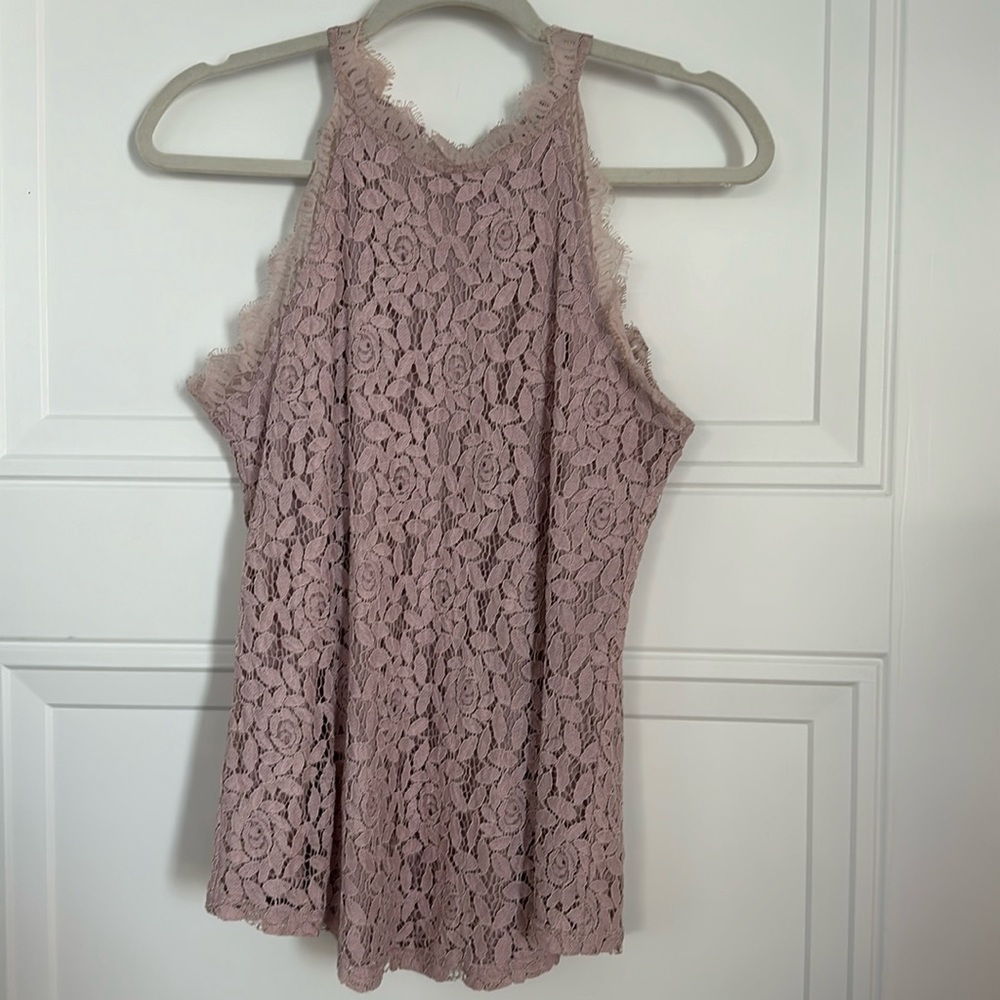 Berryou Rose Lace High Neck Sleeveless Top